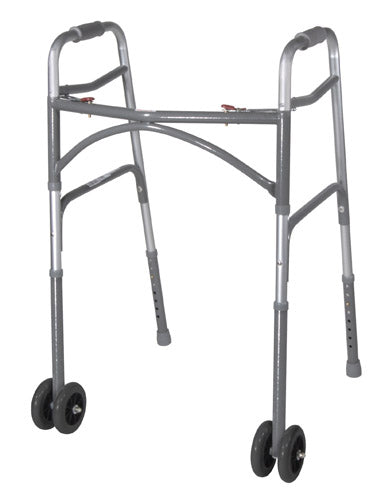 Bariatric Adult Folding Walker W/wheels  Double Button - All Care Store 