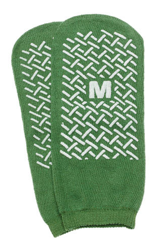 Slipper Socks; Med Green Pair Men's 5-6  Wms 6-7 Child 7-11 - All Care Store 