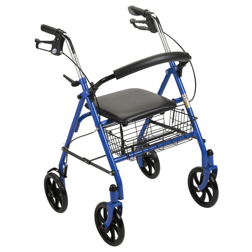 4 Wheel Steel Rollator W/8  Casters & Basket- Loop-blue - All Care Store 