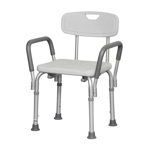 Bath Bench Adj Ht. W/back-kd Remov. Padded Arms  (pmi) - All Care Store 