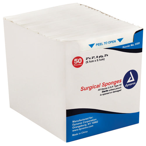 Gauze Sponges Sterile  2's 4 X 4  12ply (25 2's Per Tray)   All Care Store