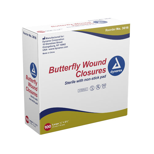 Adhesive Bandages Sterile Butterfly 1/2 X2 3/4  Bx/100   All Care Store