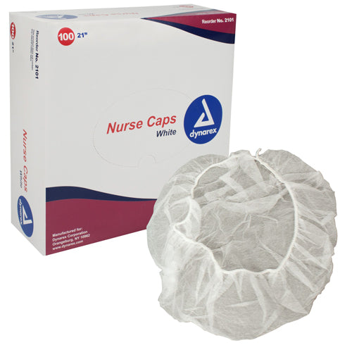 Surgical Caps White 21  Bx/100 - All Care Store 