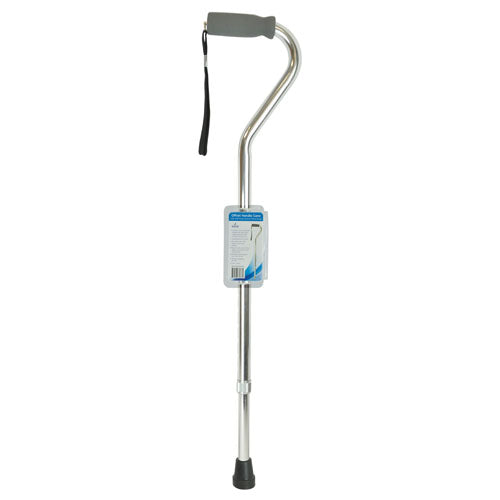 Cane  Soft Foam Offset Handle  Blue Jay  Silver With Strap - All Care Store 