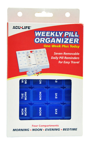 Pill Organizer Weekly W/28 Com One Week Plus Today'  Blue - All Care Store 