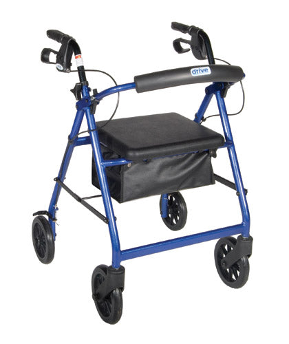 Rollator  Aluminum W/fold-up & Remov Back  Padded Seat Blue - All Care Store 