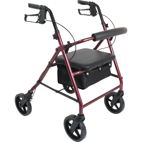 Deluxe Aluminum Rollator 8  Wheels Burgundy - All Care Store 