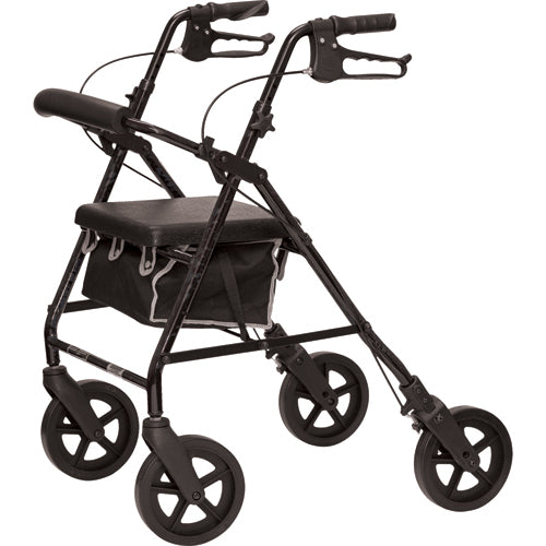 Deluxe Aluminum Rollator  Black  8  Wheels - All Care Store 