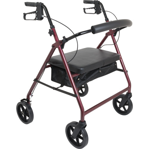 Bariatric Rollator W/ 8 Wheels Burgundy   All Care Store 