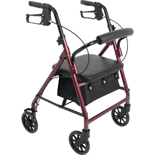 Rollator Junior Aluminum 6 Wheels Burgundy - All Care Store 