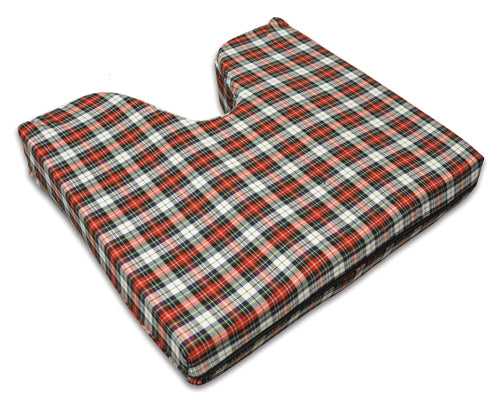 Coccyx Wheelchair Cushion Foam  Plaid  16  x 18  x 3 - All Care Store 